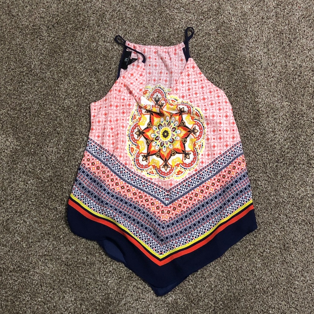 I.N. San Francisco Pink and Navy Tank Top